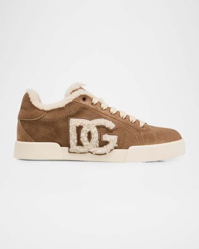 Portofino Shearling-Lined Low-Top Suede Sneakers